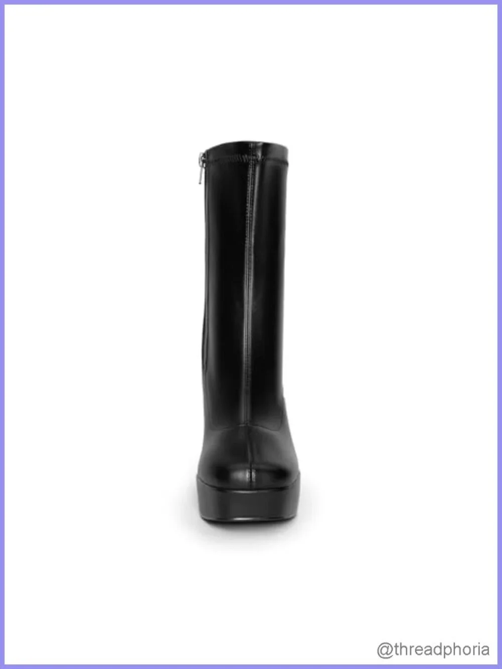 Womens Mid Calf Platform Gogo Boots Square Toe Chunky Heel Faux Leather